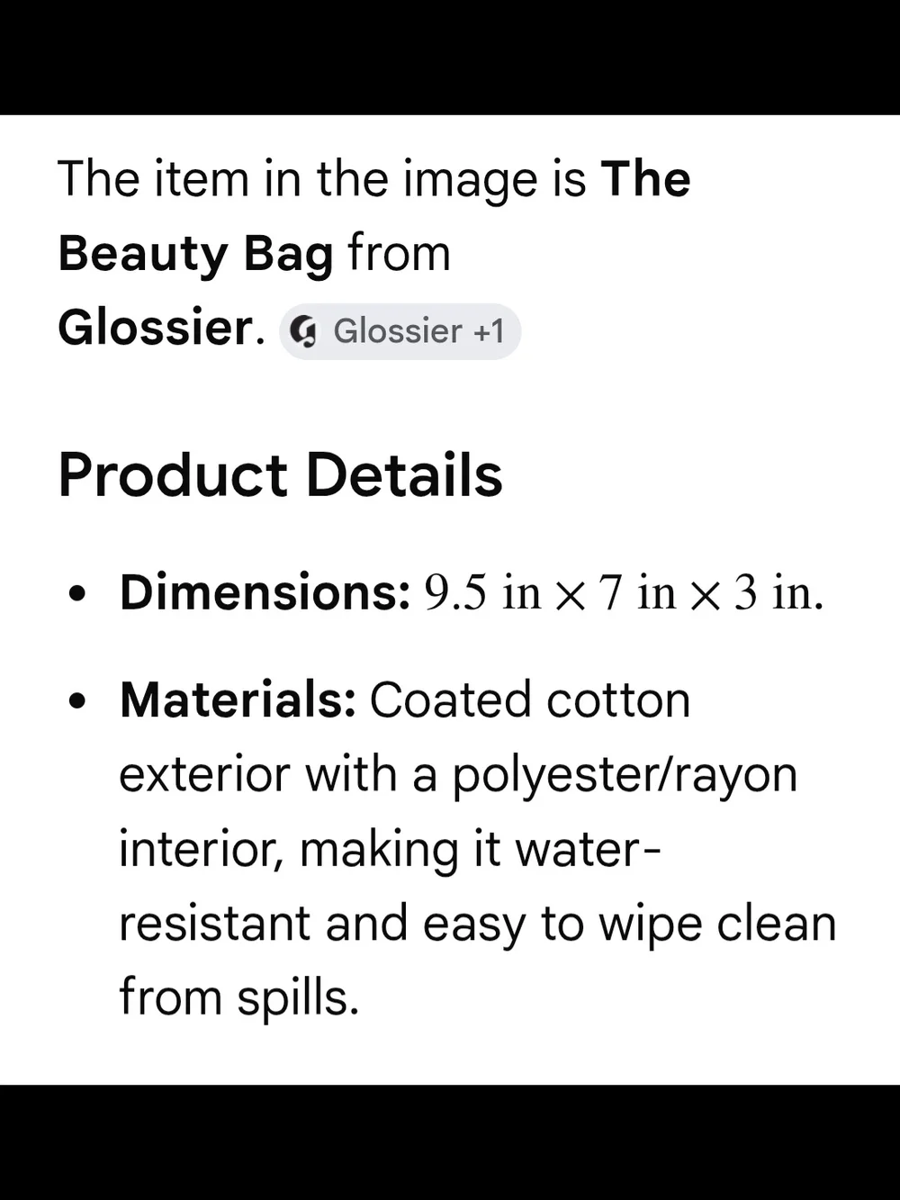 Glossier Light Pink Beauty Bag With Snap In Removeable Liner